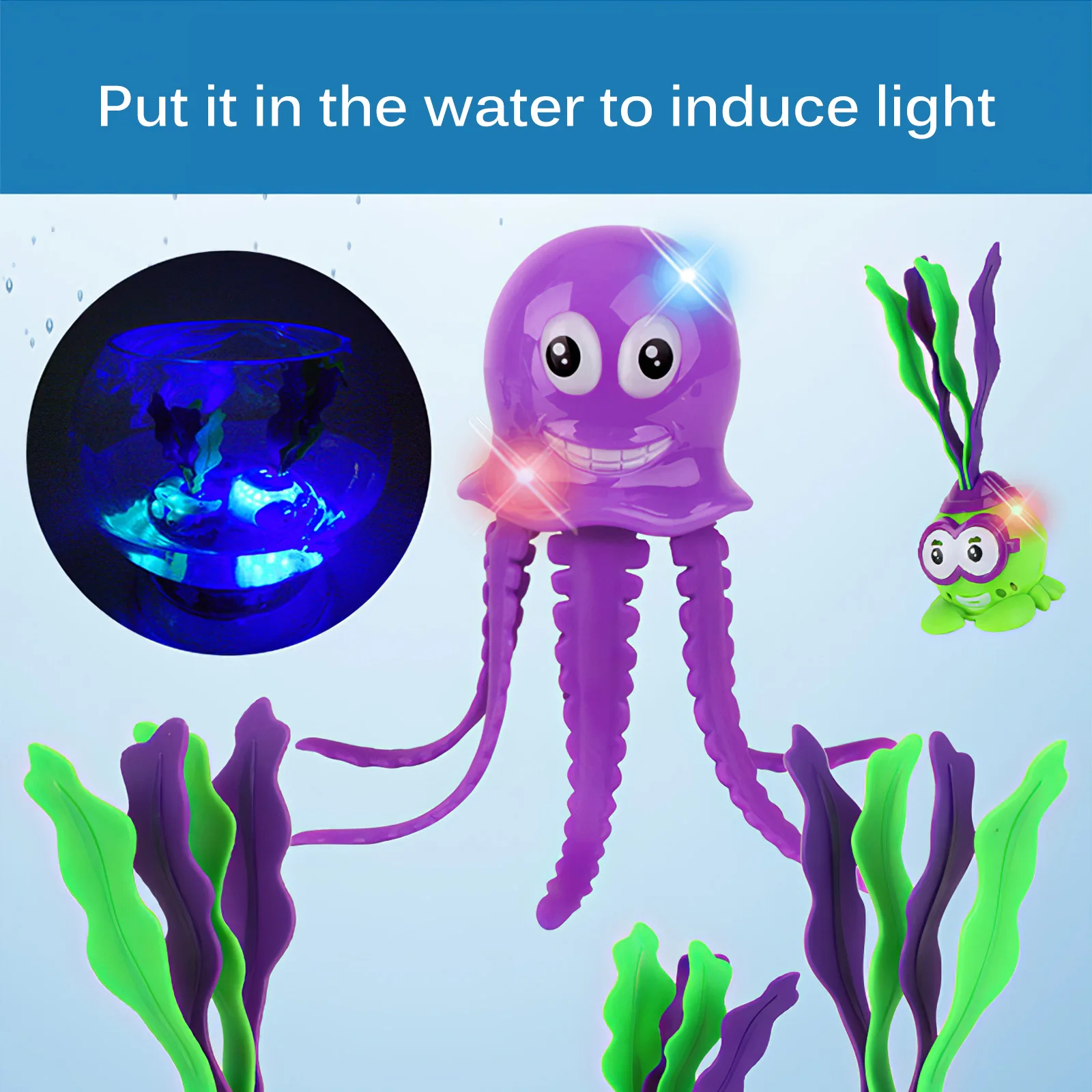 

3pcs Seaweed Diving Toy Light-Up Cartoon Animals Seaweed Diving Toy Summer Water Pool Games Gift Toys Colorful Swimming Pool Toy