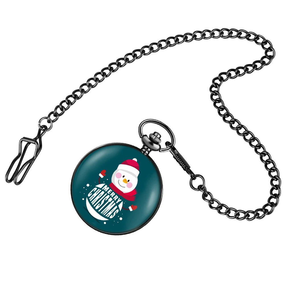 Pocket Watch Gift Set Merry Christmas Cute Snowman Presents with Box Gifts 2022 Happy New Year Xmas for Men Women Kids Children