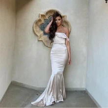 Off Shoulder Mermaid Cocktail Party Dresses Satin Robes De Soirée Long Side Slit Prom Evening Gown For Women платье на выпускной (2)