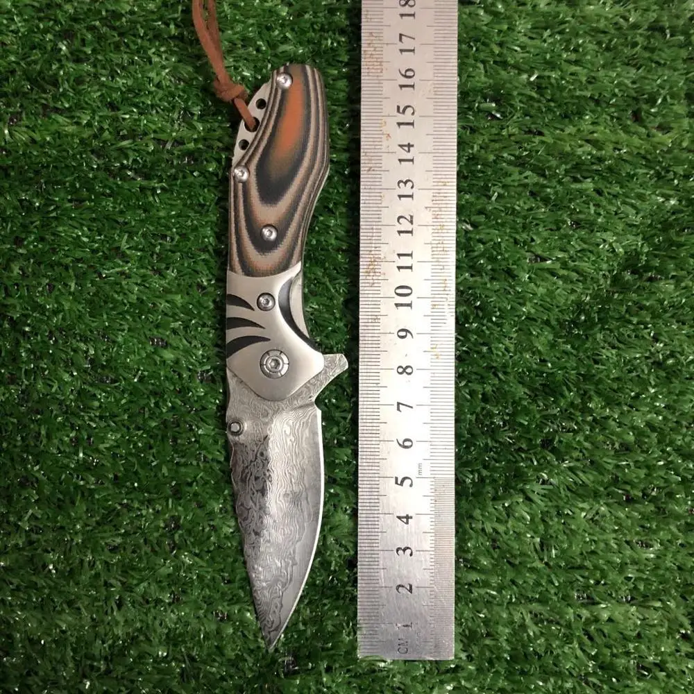 Складной нож из дамасской стали портативный карманный клинок для повседневного