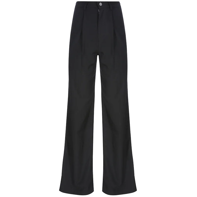 

2021 spring new women's pants high waist belt vertical straight suit pants women's casual pants