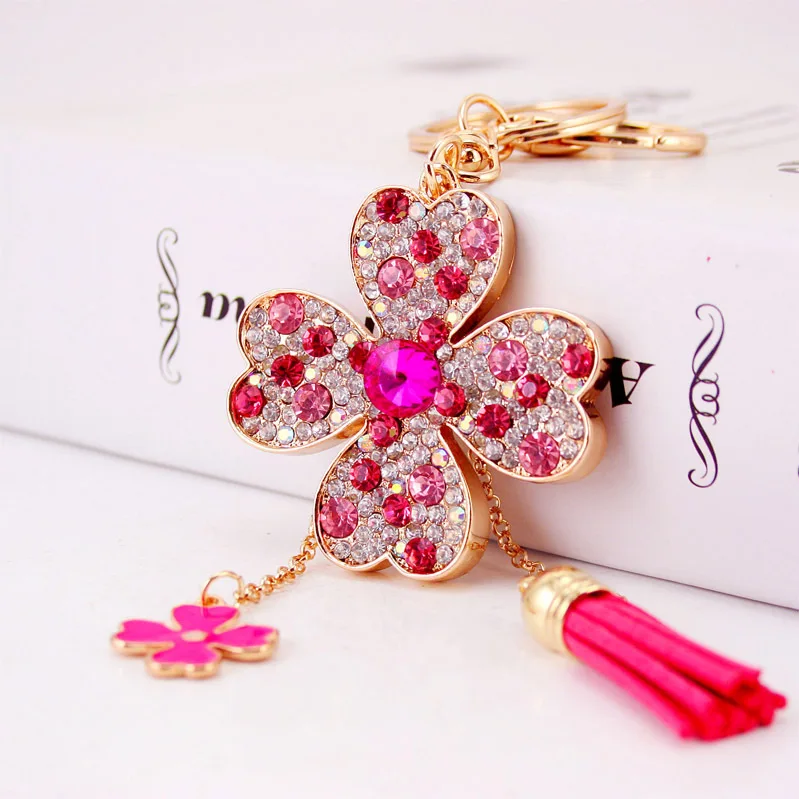 Корейский креативный четырехлистный клевер кисточка брелок Женские аксессуары для сумок металлические