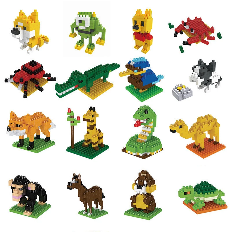 Конструктор в виде животных Мультяшные мелкие частицы совместимые с DIY