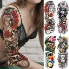 Большой татуировки рукава Алиса в стране чудес Водонепроницаемый временная татуировка Стикеры волк розовое боди-арта Полный Поддельные татуировки Для женщин Мужчины