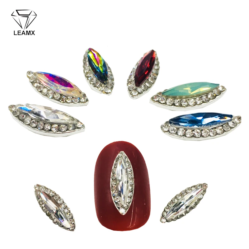 LEAMX 10 шт. Стекло драгоценные камни Стразы для ногтей Подвески лошадиный глаз
