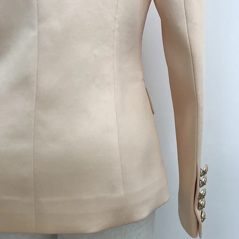 

HIGH STREET 2021 Stylish Designer Blazer Jacket Women's Classic Slim Fitting Metal Lion Button Satin Blazer