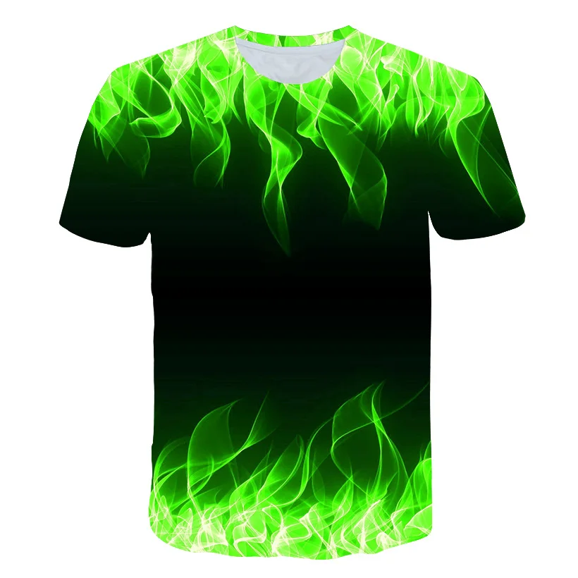 

2021 Kids Boy T-shirt Girl Cartoon Tops Cute bule flame Tees Summer Clothes children Fashion T Shirts Children Top Costume