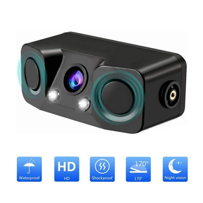 $107.80 HD Car Rear View Camera 3 in 1 Parking Radar Detector Sensor Waterproof Night Vision LED Light