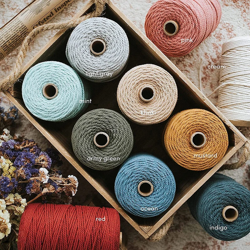 Плетеная веревка из 100% хлопка 3 мм 110 ярдов | Дом и сад