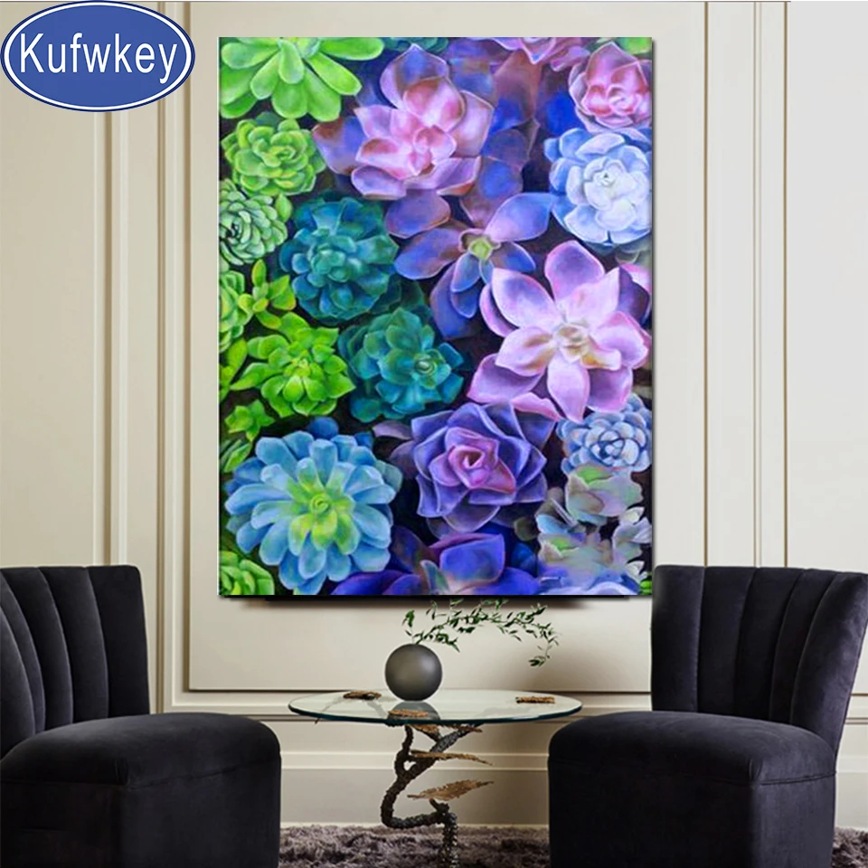 

Beautiful Succulent Diamond Painting Full Square Round Wall Art Diamond Picture Mosaic Embroidery Diamant Painting Top Gift,