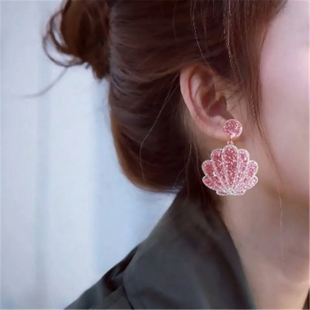 

Women Drop Dangle Earrings Weird Big Long Shell Sequins Cute Punk серьгиc сережки Earings Pendients Kolczyki ピアス Fashion Jewelry