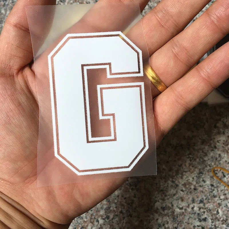 8cm G Горячая фиксация накладки для ногтей теплопередачи Горячие бирки для одежды с золотым тиснением сумка рубашка письмо номер железа на заплатках - Цвет: 8cm G