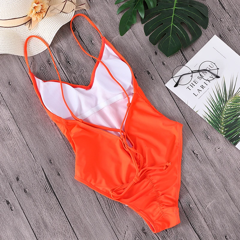 Women Solid Bandage One Piece Bikinis Sexy Backless Bathing Suit Swimwear Plus Size Swimsuit Female Summer Beach Wear Monokinis |