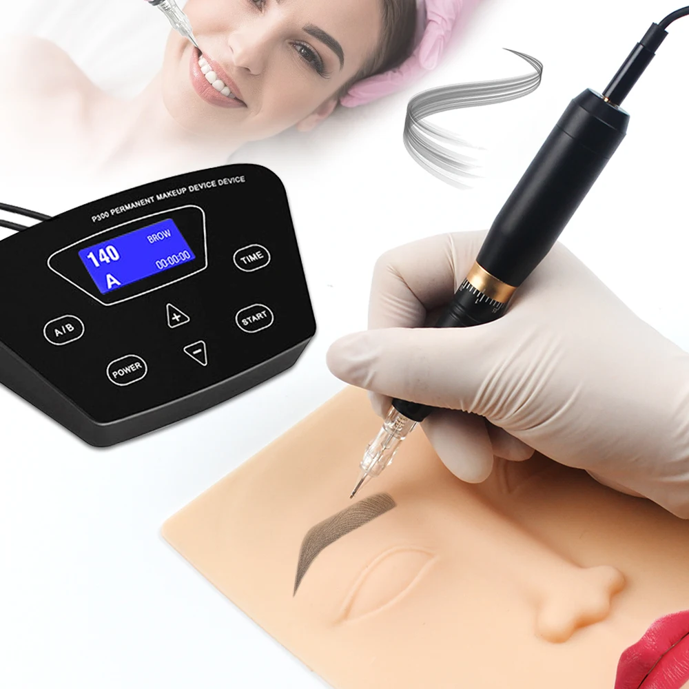 Фото BMX PMU машинка для тату, ручка, набор, Перманентный макияж, машина Dermógrafo Agulhas тихий двигатель, легкий клик, картридж для бровей №2