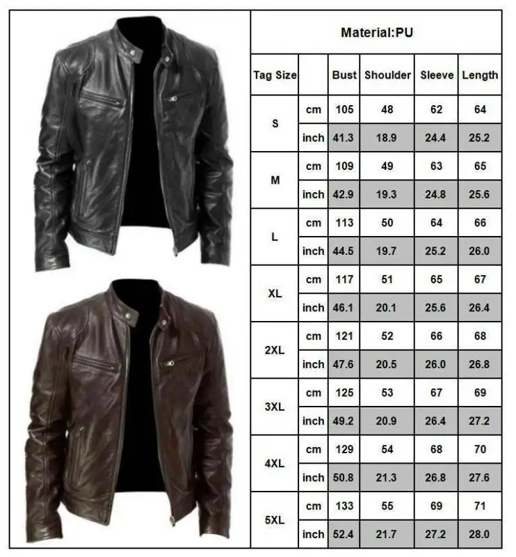 

Universal Fashion Mens Standing Collar PU Leather Windproof Biker Jacket Vintage Outerwear Coat AU