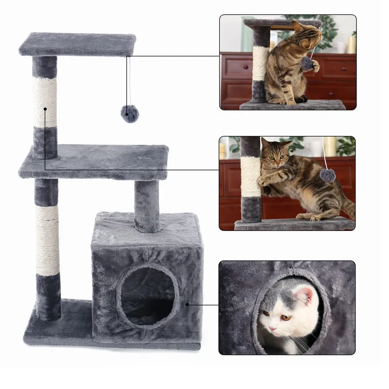 Кошачье дерево альпинистская башня дом для кошек активного отдыха с сизальными