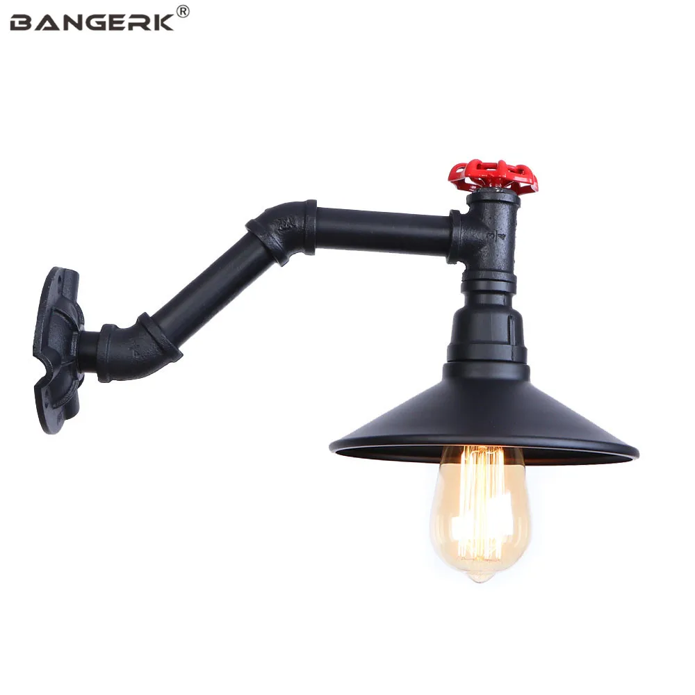 

E27 Retro Loft Decor Edison Lights Wall Sconce Industrial Water Pipe Wall Lamps Black Iron LED Wall Lamp Bedside Home Lighting