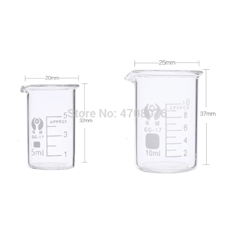 10 мл 20 шт./компл. Pyrex Beaker боросиликатное стекло лабораторная стеклянная посуда химическая мерная чашка плоское дно для научно-тестов