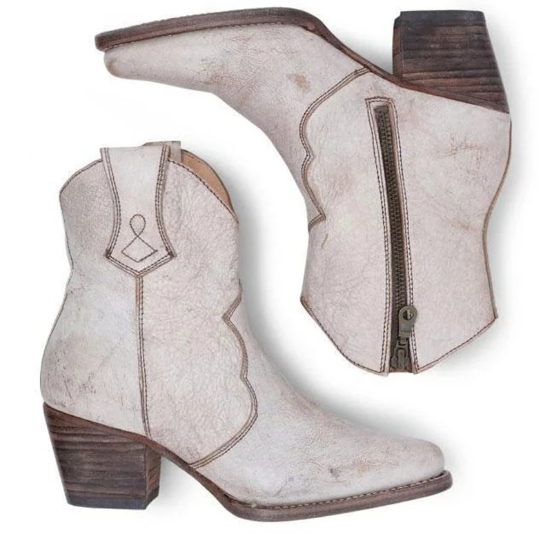 

Vogue Women Boots Ankle Boots Pointed Casual Booties Spring Autumn Women Boots Ladies Western Stretch Fabric Boots Leather