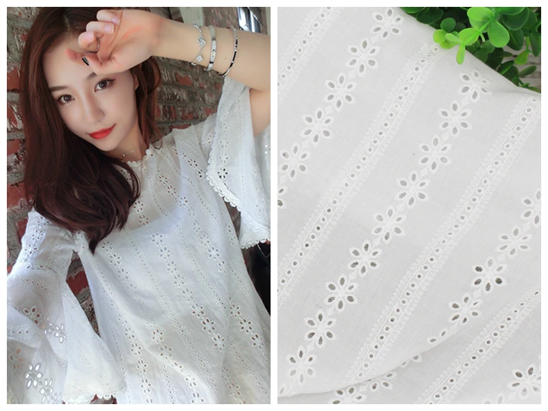 Хлопчатобумажная хлопчатобумажная ткань в Вертикальную Полоску полые вышивки