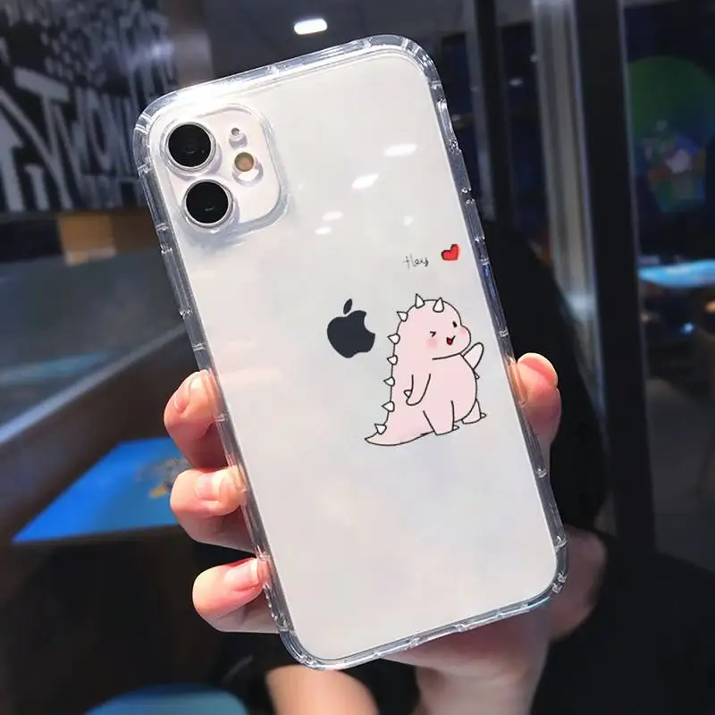 

Cartoon Dinosaur Phone Case Transparent for Clear iPhone 11 12 8 7 6 6S Plus X 5S SE 2020 XR mini pro XS MAX