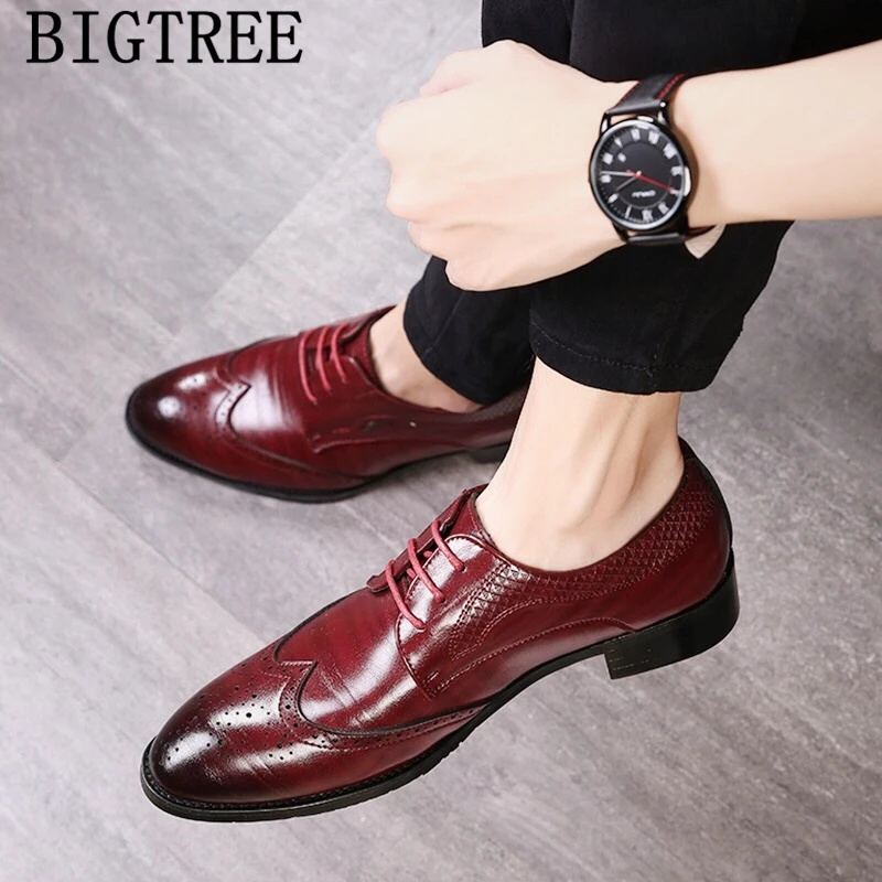 Роскошные туфли Броги мужские классические деловые офисные Свадебные модные