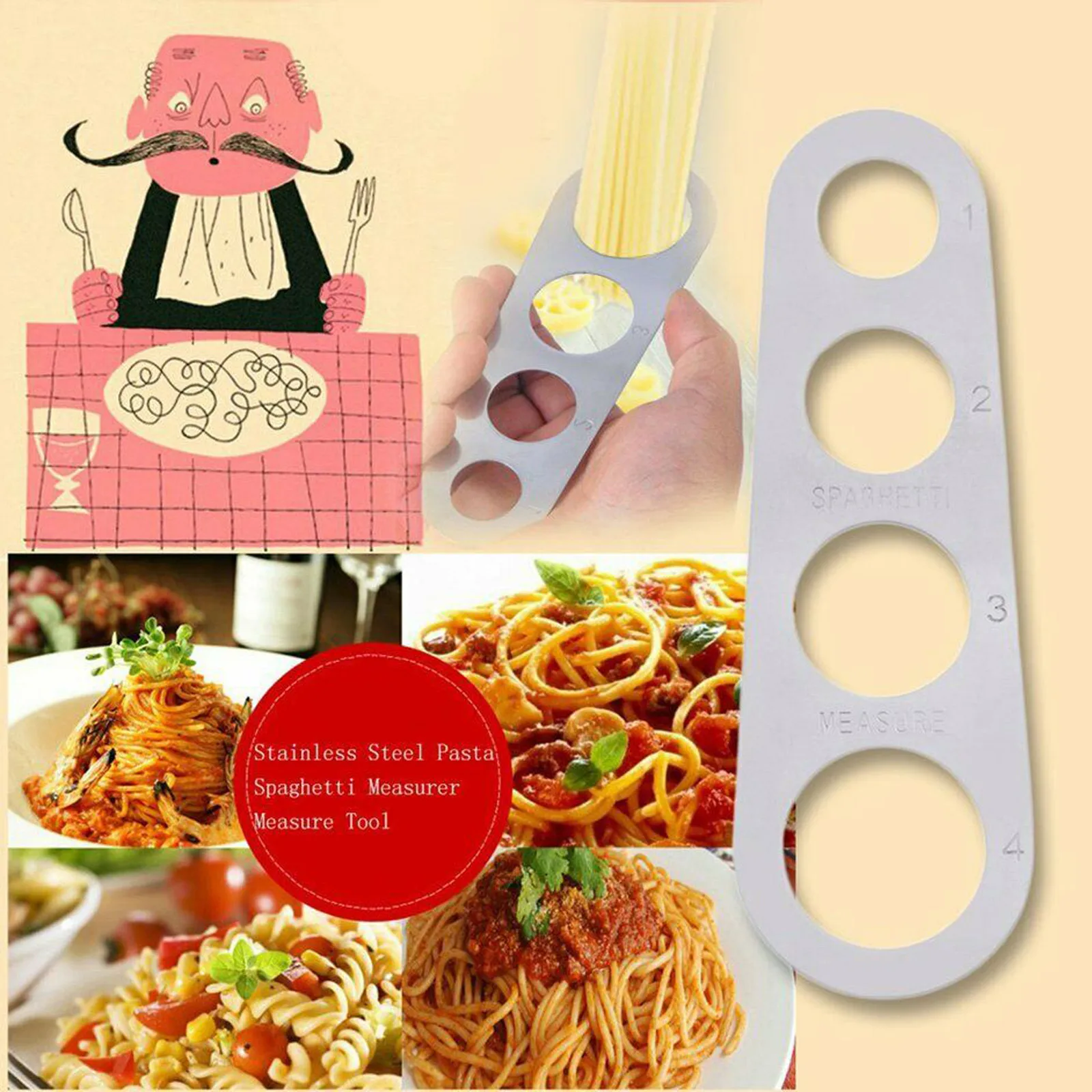 

New Stainless Steel Pasta Easy Clearing Spaghetti Measurer Tools Kitchen Gadget Spaghetti Cooking Supplies Control Tools
