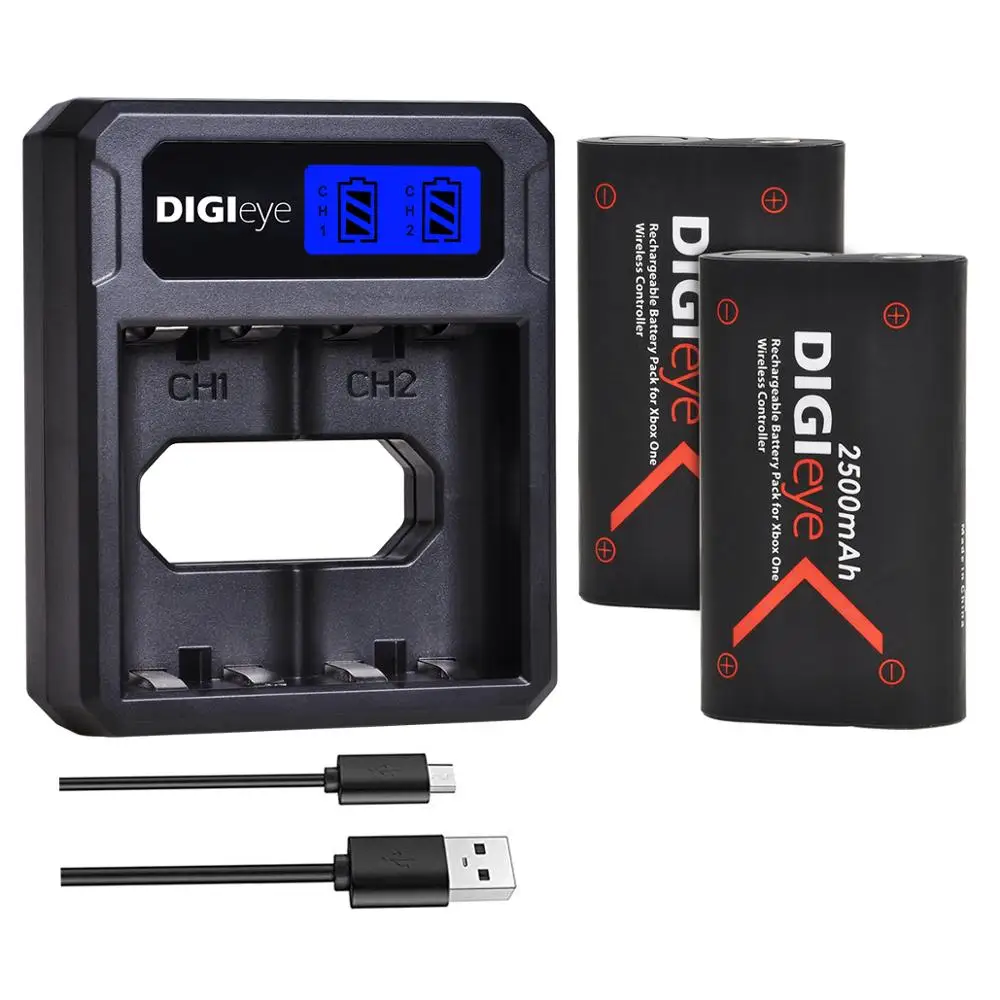 2x аккумулятор 2500 мАч + двойное зарядное устройство с ЖК экраном для Xbox Series X | S One