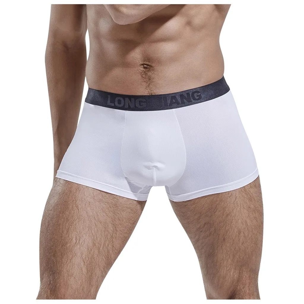 Мужские трусы-боксеры модные сексуальные мужские однотонные дышащие трусы
