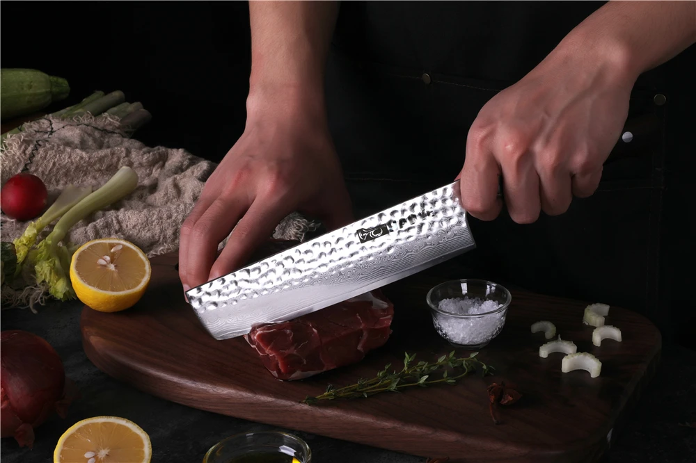 3 шт. японский шеф-повара Nakiri Gyuto Набор ножей для стейка Дамасские кухонные ножи с ручкой Dalbergia Полный Тан приготовления столовых приборов Новинка