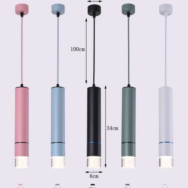 Современный цилиндрический светодиодный подвесной светильник с регулируемой