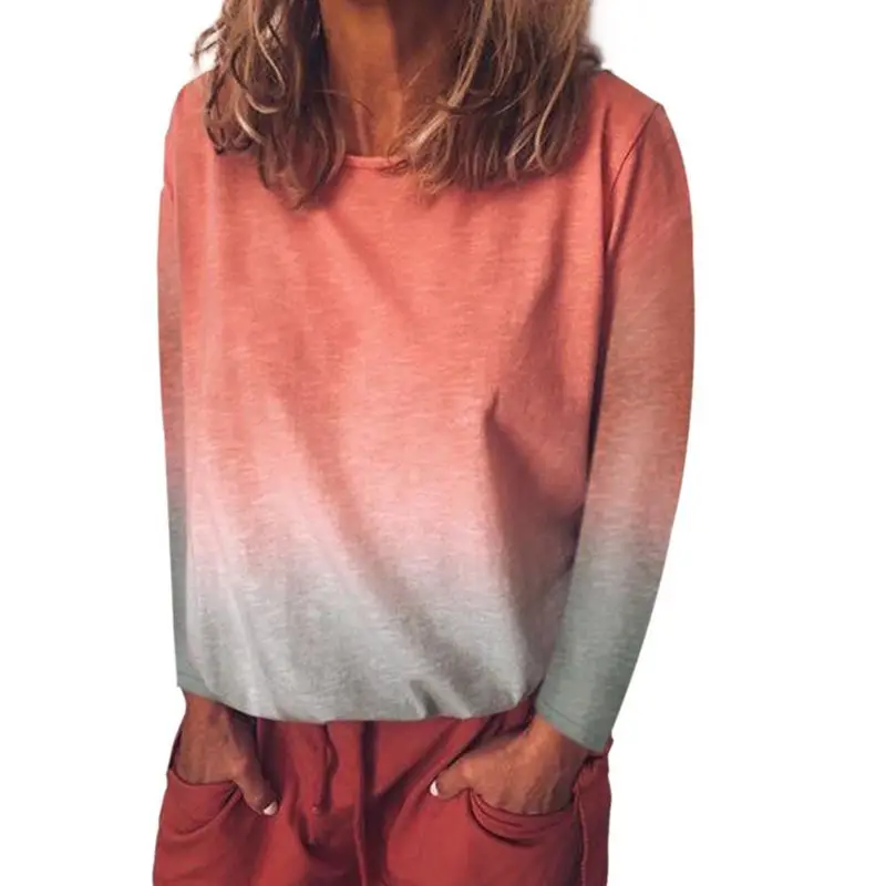 Женский пуловер с длинным рукавом размера плюс топы круглым вырезом