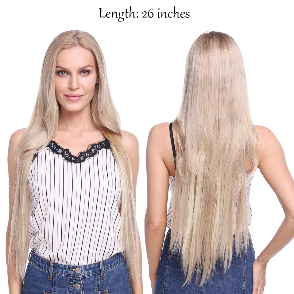 S-noilite 2" 26" 8 шт./компл. 18 клипов в искусственных волосах Стайлинг синтетический клип в наращивание волос длинные прямые поддельные шиньоны