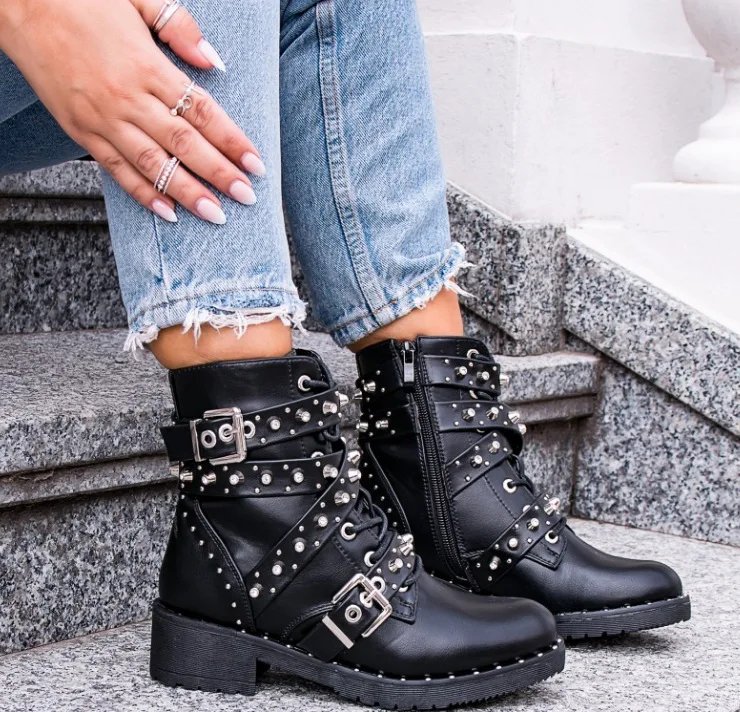 Fujin/высококачественные женские мотоциклетные ботинки из мягкой кожи в стиле панк