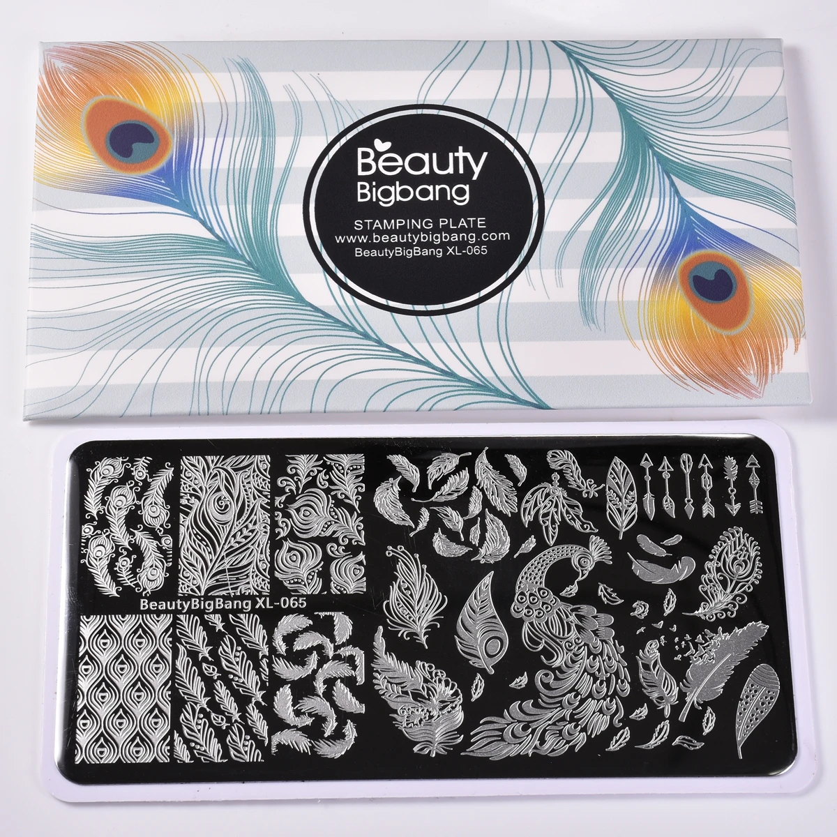 BeautyBigBang 6*12 см прямоугольная пластина для штамповки ногтей павлинье перо ногти