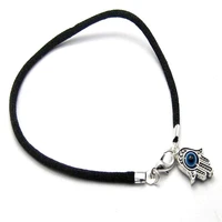 100pcs black string kabbalah eye bead hamsa hand charms good luck bracelets a01126