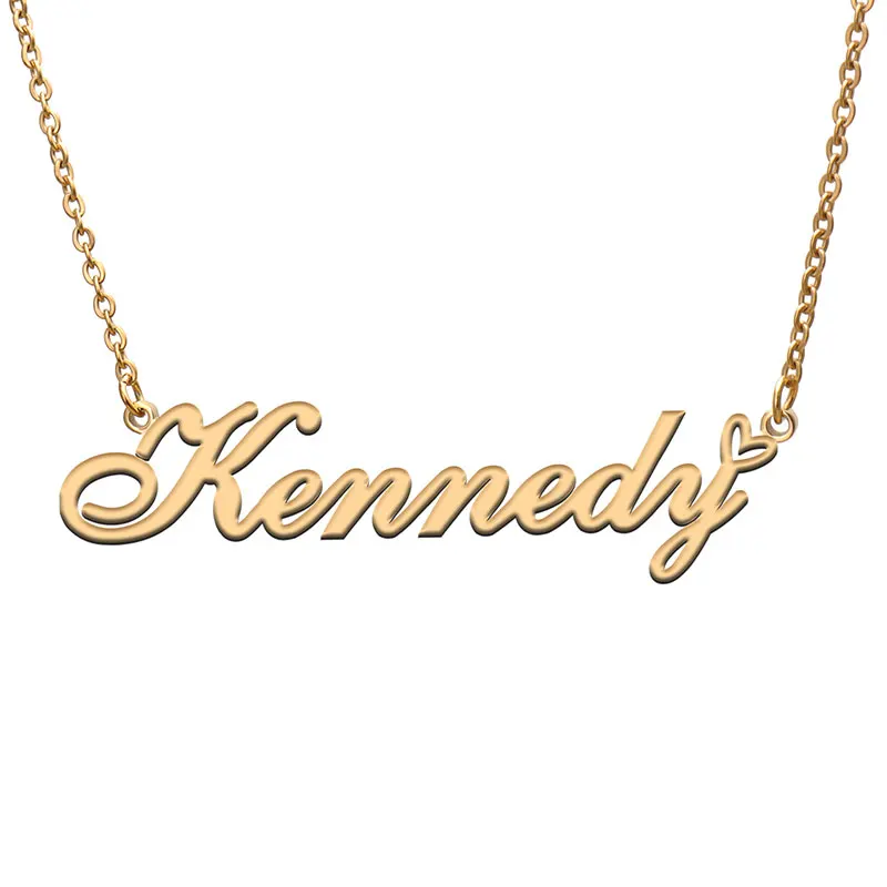 

Love Heart Kennedy Name Necklace for Women Stainless Steel Gold & Silver Nameplate Pendant Femme Mother Child Girls Gift
