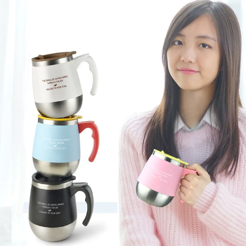 Двухслойная кофейная чашка из нержавеющей стали Ретро дизайн портативная