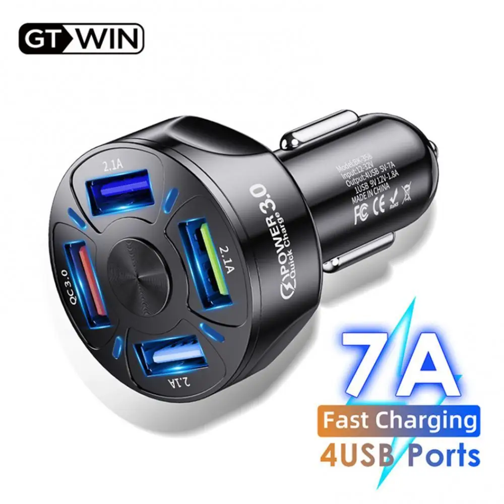 

45% Hot Sales!!! Portable 4 USB Ports Mini QC3.0 Fast Charging Car Charger Adapter for Phone
