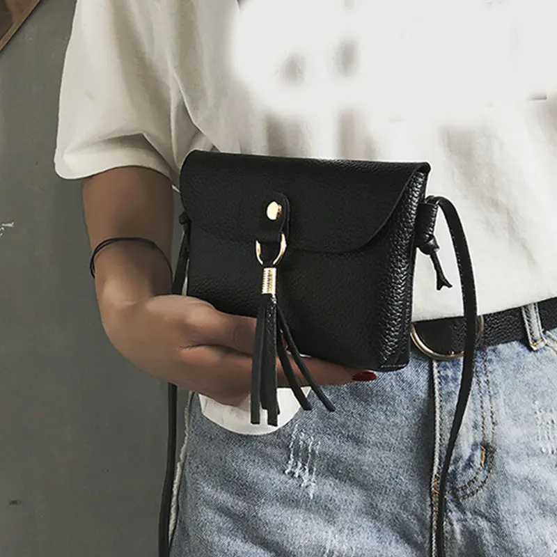 Модная женская мини-сумка с кисточками сумка через плечо для женщин кожаная