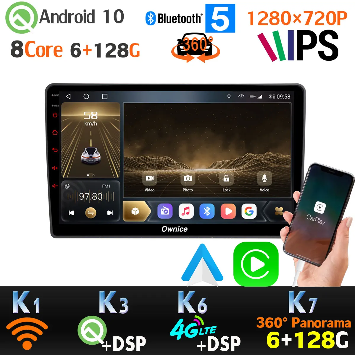 360 панорамная камера Android 10 0 6 + 128G GPS Радио CarPlay SPDIF DSP Автомобильный плеер с