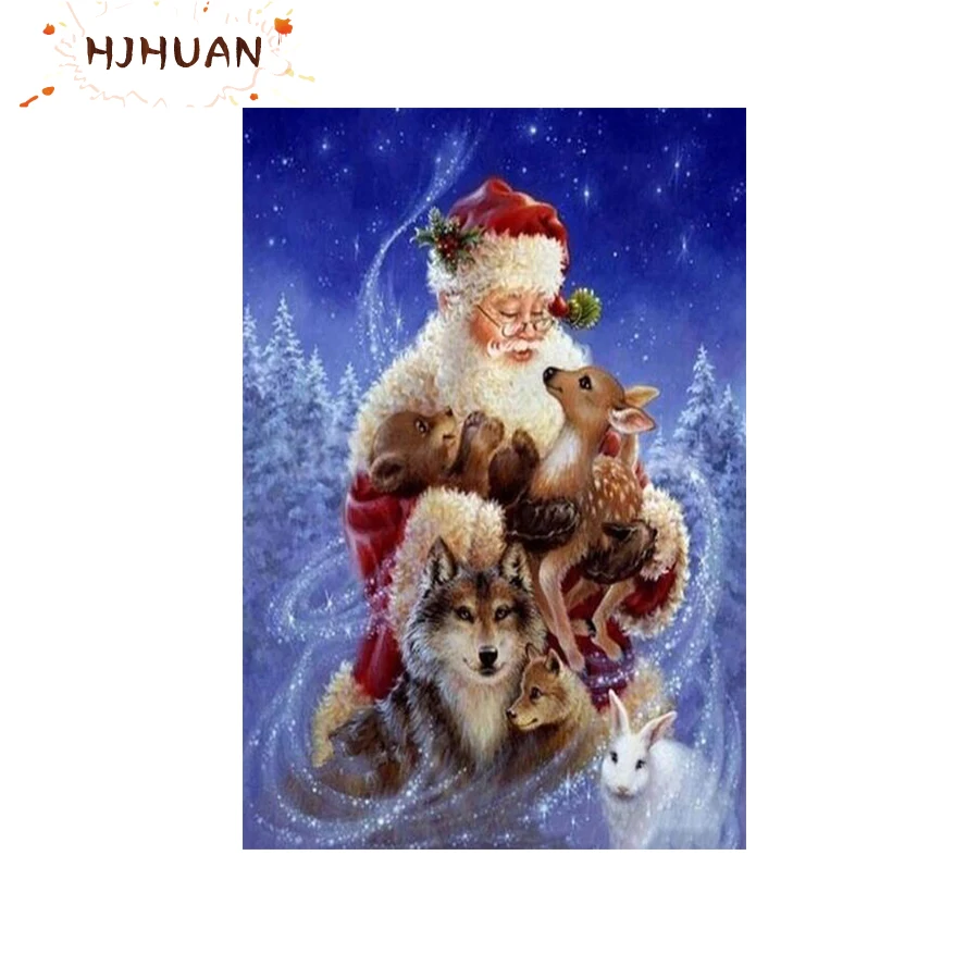 

5D DIY Diamond Painting Wolf santa Kits Full Drill Square/ round Embroidery Cross stitch Mosaic Art Picture of Rhinestones Gift