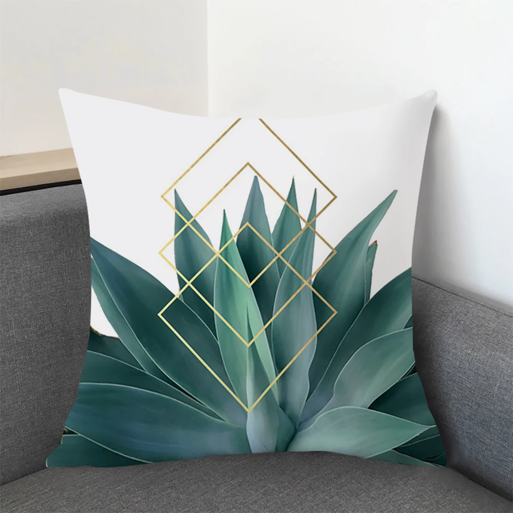 2 шт. наволочка с зелеными листьями принтом тропических растений для подушки из