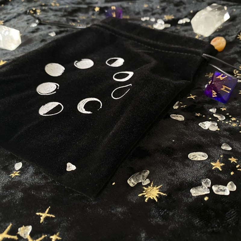 

Velvet Tarots Storage Bag Moon Phase Oracle Card Divination Bag Board Game Bag