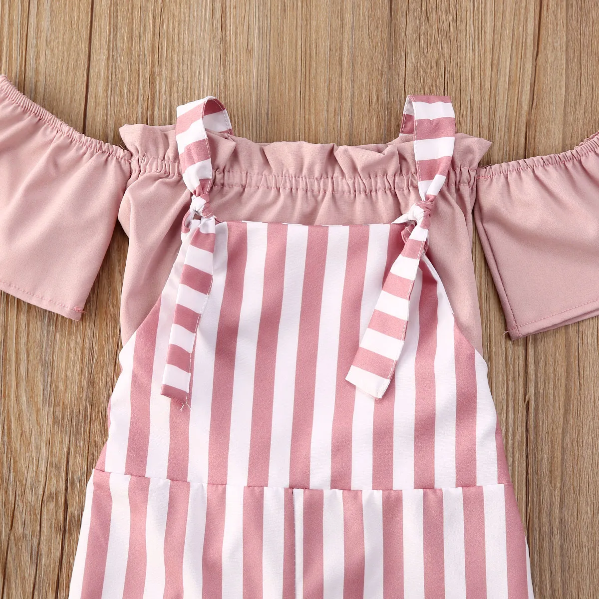 От 1 до 5 лет комплекты одежды для маленьких девочек розовые полосатые футболки с