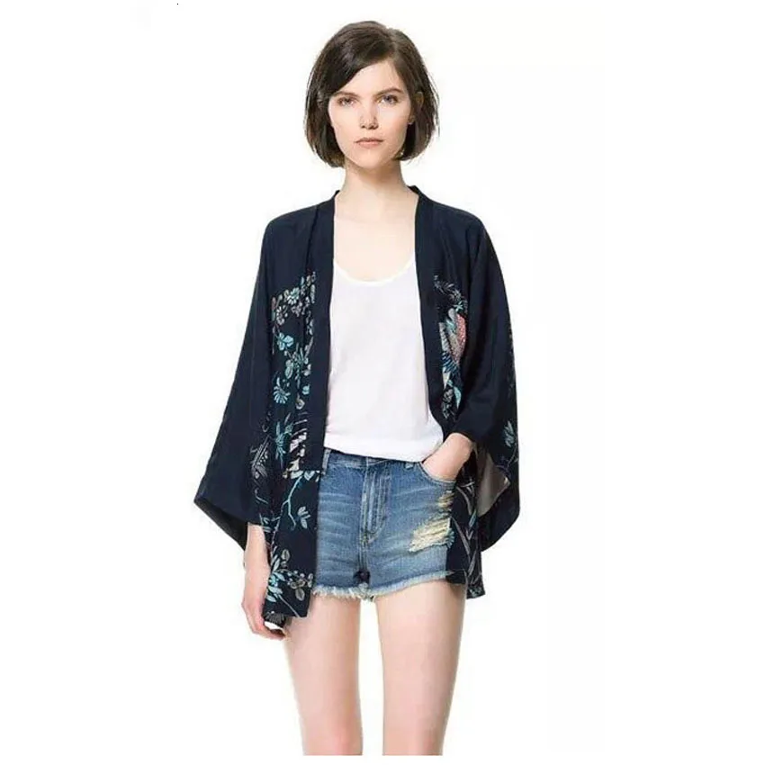 Женский кардиган в японском стиле шифоновая куртка-кимоно с принтом юката