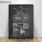 Абстрактная Картина на холсте, изображение велосипеда, патентный плакат, винтажный принт с велосипедом, декор для комнаты, чертеж, украшение стены