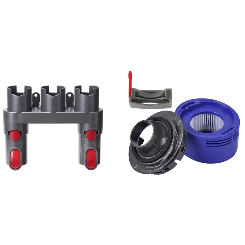 

Holder and 2Pcs Adapters with Post Filter and Motor Cover Lock Power Button for Dyson V6 V7 V8 V11 V10 Vacuum Cleaner