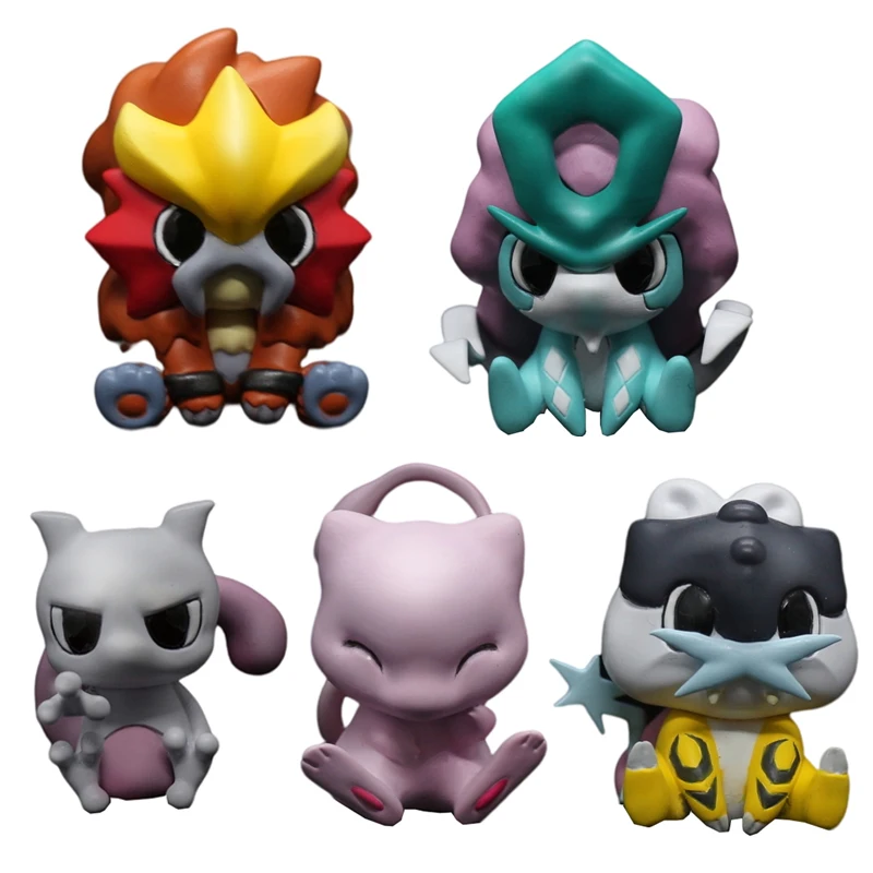 Фигурки из аниме Покемон кукла Suicune Entei Mewtwo Mew Raikou Suit shokugan Series ПВХ декоративная