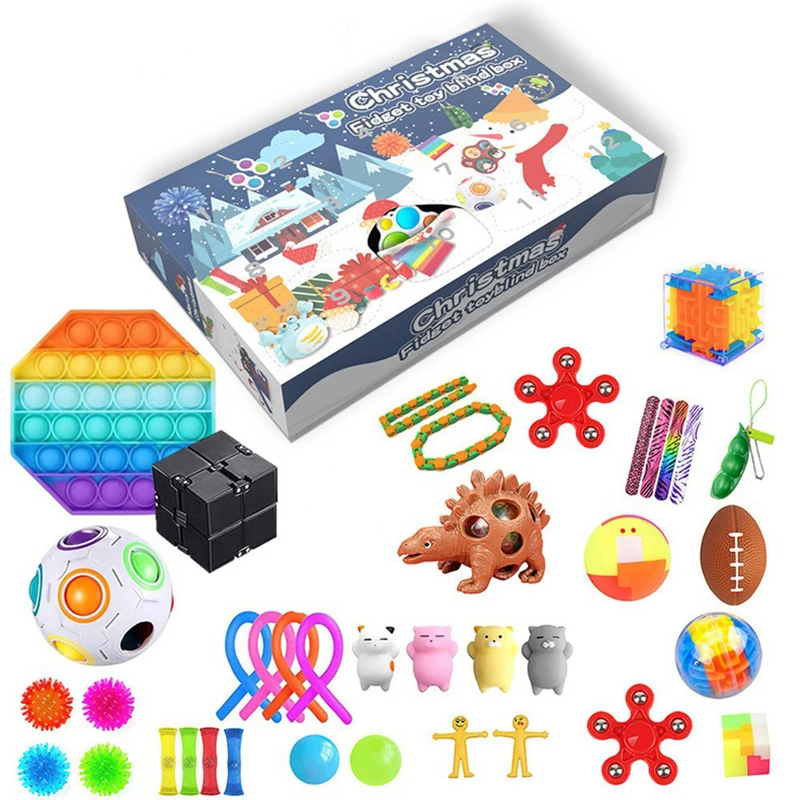 

Fidget Toys 24 Days/Set Christmas Advent Calendar Pack Anti Stress Toy Kit Stress Relief Kids Christmas Gift Figet Toy Blind Box